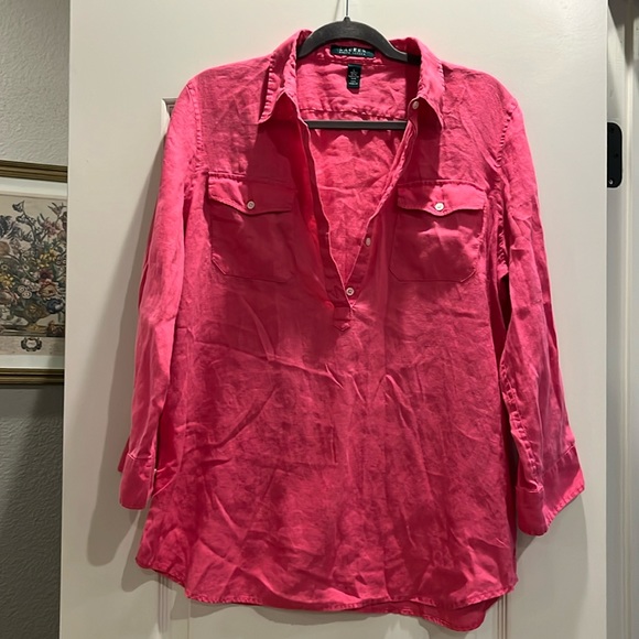 Lauren Ralph Lauren Tops - LAUREN RALPH LAUREN pink linen top